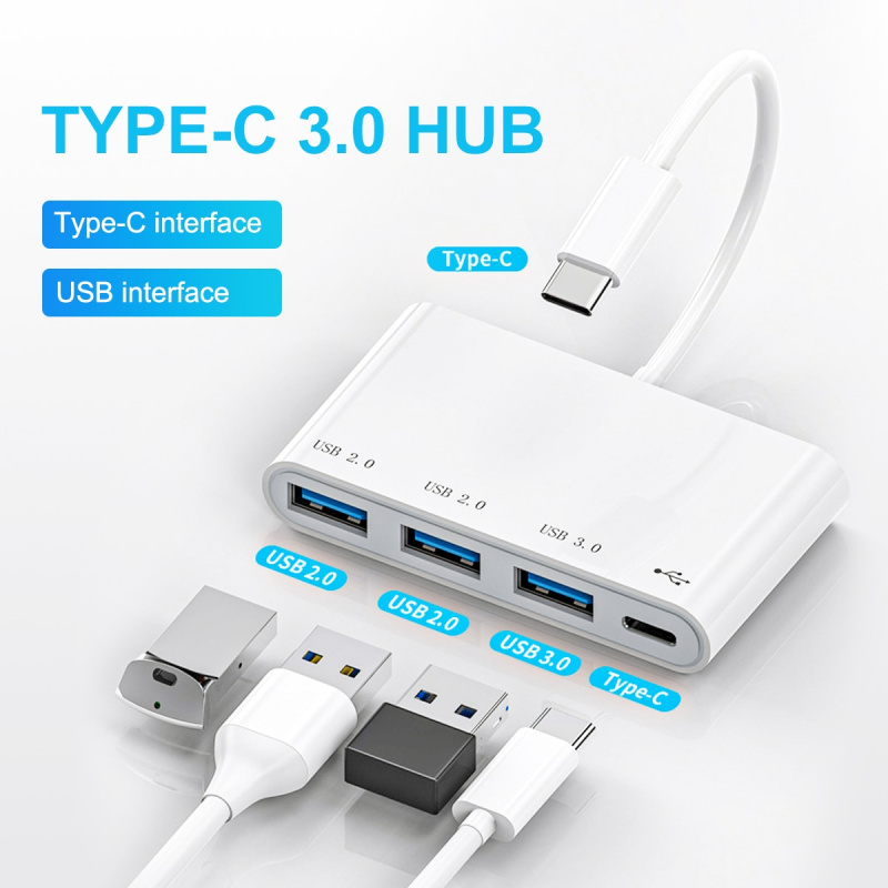 FONKEN 4 In 1 Type-C OTG Adapter USB HUB for Macbook Samsung Cable Extender Laptop Cable Splitter Mini USB 3.0 2.0 HUB HAB