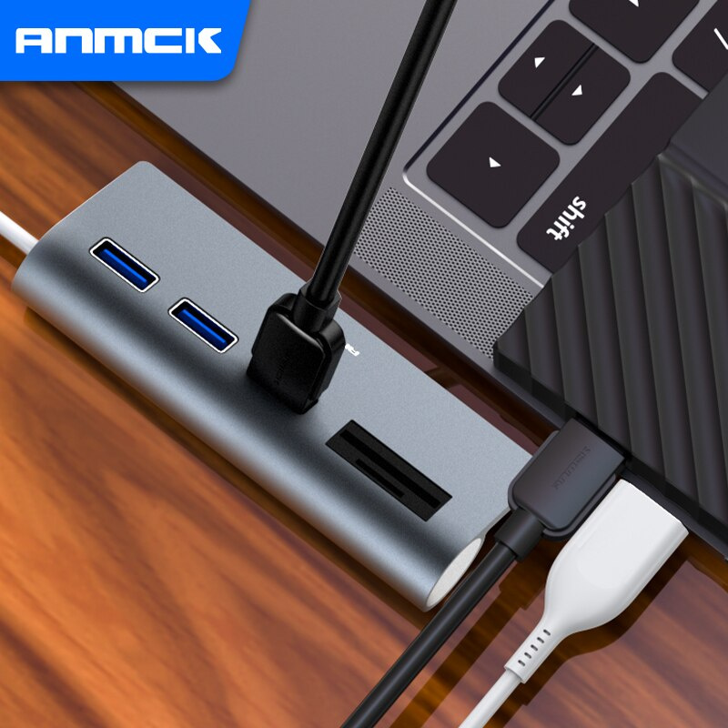 Anmck 5 端口 USB 2.0 集線器，帶 SD 讀卡器，適用於筆記本電腦 Macbook Pro USB 分離器適配器，適用於 PC 電腦配件的 USB 2.0 集線器