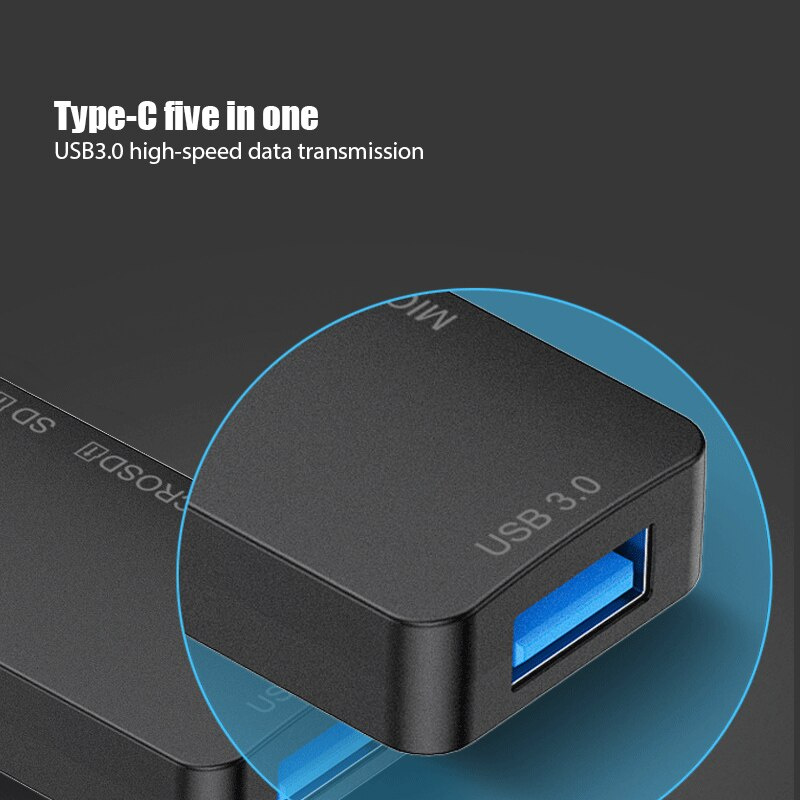 5 合 1 C 型轉 USB 3.0 集線器 TF SD 讀卡器集線器分離器適配器適用於 MacBook Pro iPad Pro 小米三星榮譽 USB 集線器