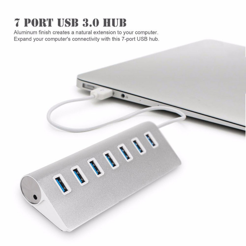 4 7 端口鋁製多 USB 3.0 USB 2.0 集線器高速 USB 分離器讀卡器 5Gbps 適用於 PC 筆記本電腦 Mac iMac MacBook Pro
