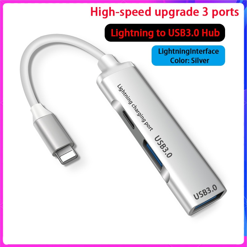 Apple 的 OTG 轉 USB 3.0 USB 集線器 3.0 USB OTG 適配器適用於 iPhone iPad iOS 閃電轉 USB 集線器 3.0 帶閃電充電端口