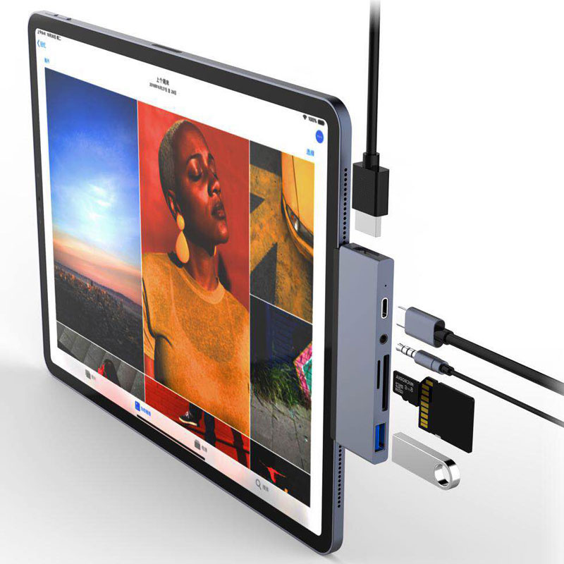 適用於 iPad Pro MacBook Pro Air 2021 M1 USB C 型適配器的 Mosible USB C 集線器 HDMI 兼容 USB SD TF 讀卡器 3.5 毫米插孔 PD