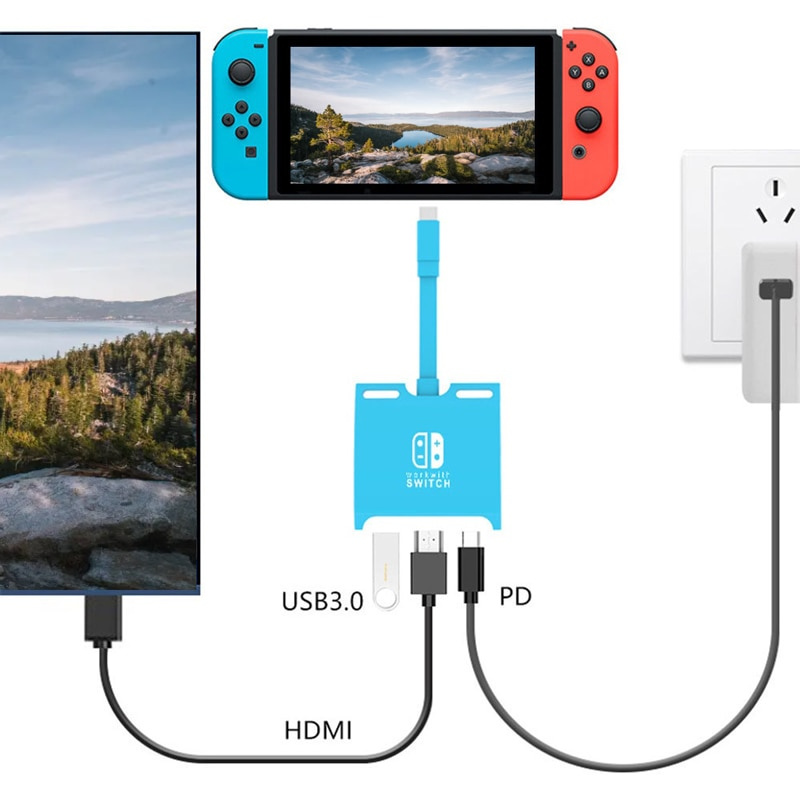 Switch Dock TV Dock 適用於 Nintendo Switch 便攜式擴展塢 USB C 轉 4K HDMI 兼容 USB 3.0 集線器適用於 Macbook Pro Air M1