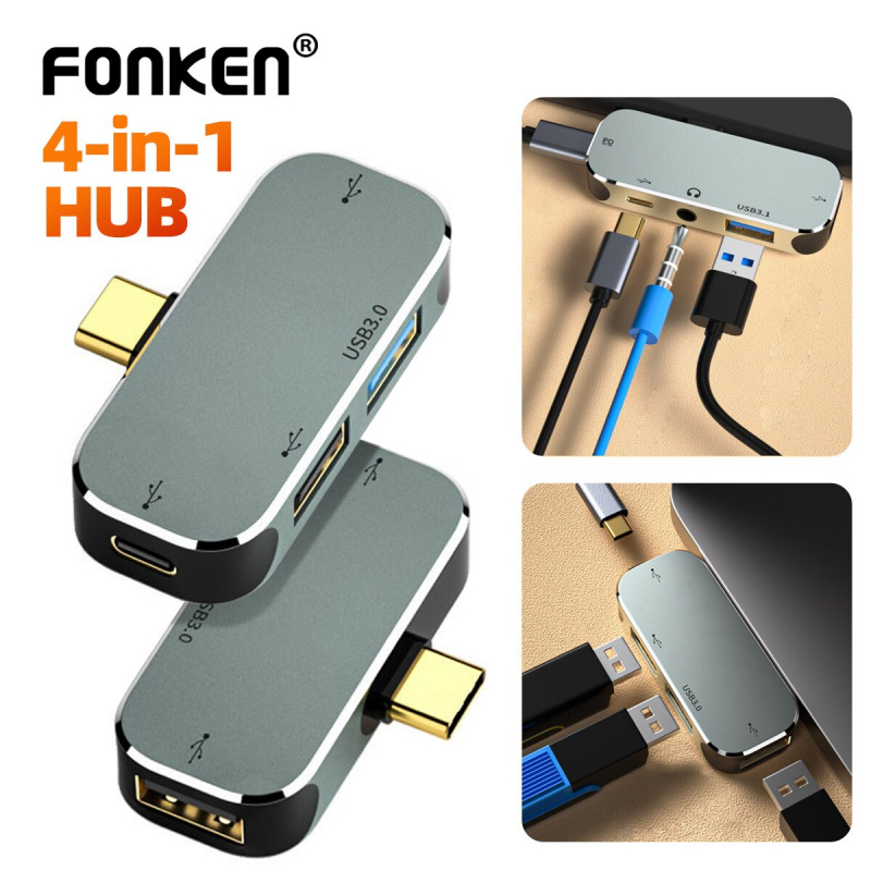 Multifunctional 4 in 1 Type C HUB 3.5mm Jack PD 100W USB3.0 2.0 USB Extender Quick Data Transfer for iphone 14 PC Laptop