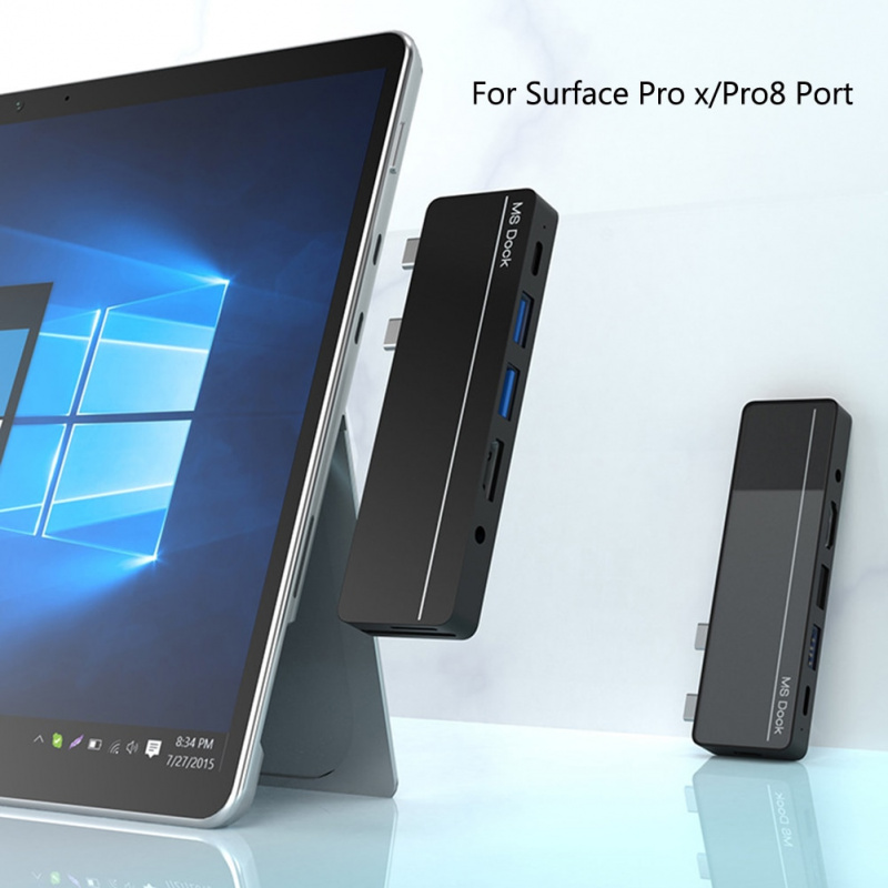 適用於 Surface Pro x Pro8 端口復制器的快速充電塢站端口復制器分配器雙 Type-C 適配器集線器塢站