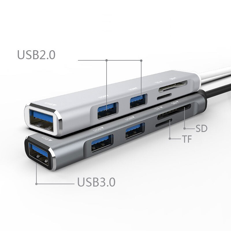 USB 集線器 3 0 USB-A 集線器分離器 3 端口 USB3.0 2.0 帶 TF SD 讀卡器高速數據傳輸適用於 PC 筆記本電腦 Macbook 計算機