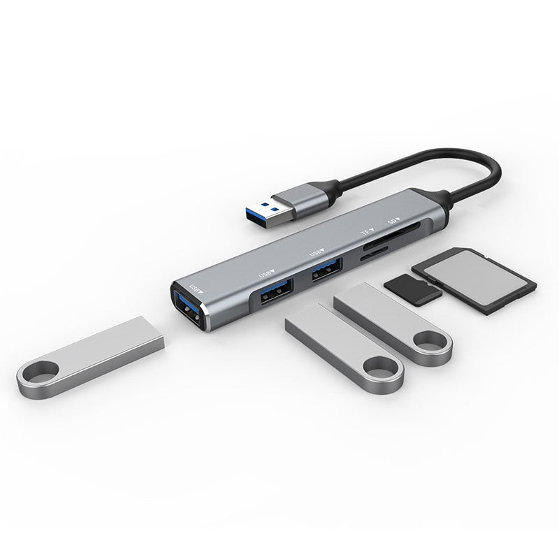 USB 集線器 3 0 USB-A 集線器分離器 3 端口 USB3.0 2.0 帶 TF SD 讀卡器高速數據傳輸適用於 PC 筆記本電腦 Macbook 計算機