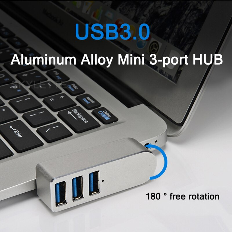 迷你 USB 集線器 3 端口 USB 3.0 分配器鋁合金旋轉便攜式超薄集線器適用於 iMac 台式筆記本電腦配件 OTG 適配器