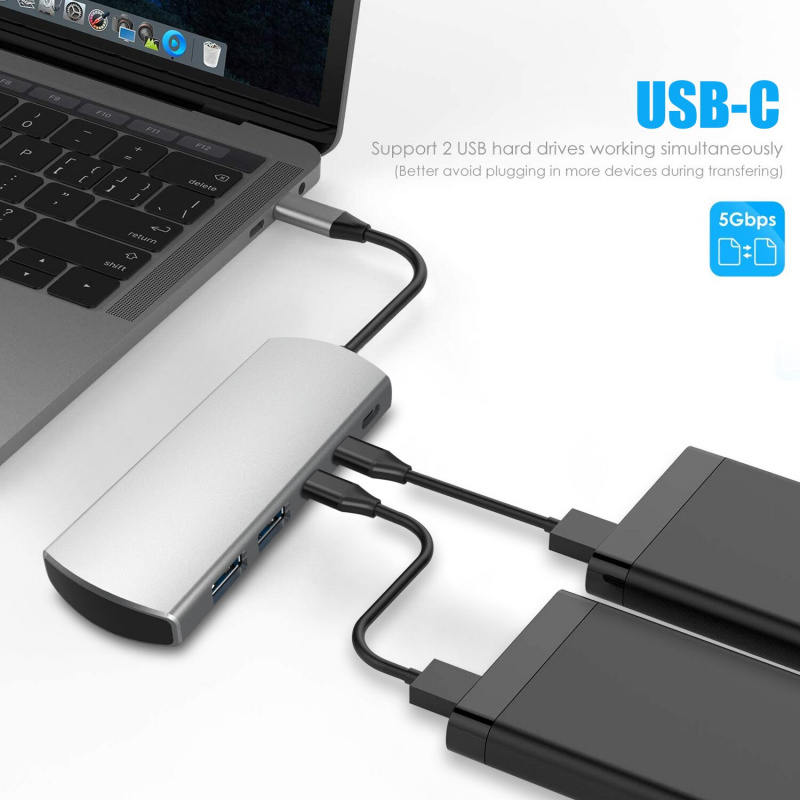 Schitec USB C 集線器 5 端口 USB C 型轉 USB 3.0 集線器分離器適配器適用於 MacBook Pro iPad Pro 三星 Galaxy Note 10 S10 USB 集線器