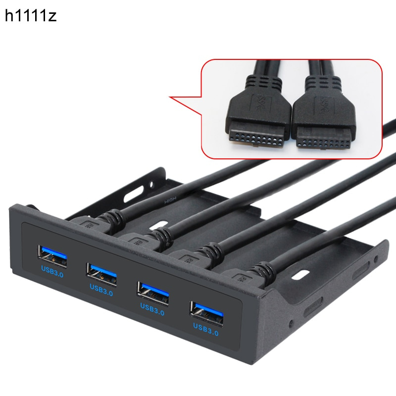 H1111Z 19+1 20Pin 4 端口 USB 3.0 HUB 前面板組合支架 USB 3.0 集線器適配器適用於 PC 台式機 3.5  FDD 軟盤驅動器托架