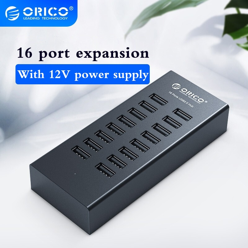 ORICO Industrial USB Hub 16 Port Aluminum USB Splitter Power Adapter dock station for Computer Accessories orico 官方商城