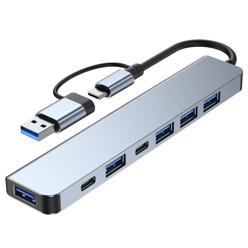 7 合 1 USB C 集線器 USB 3.0 Type-C 分離器多端口擴展塢 OTG 適配器 USB 擴展器 PD 充電適用於筆記本電腦手機平板電腦