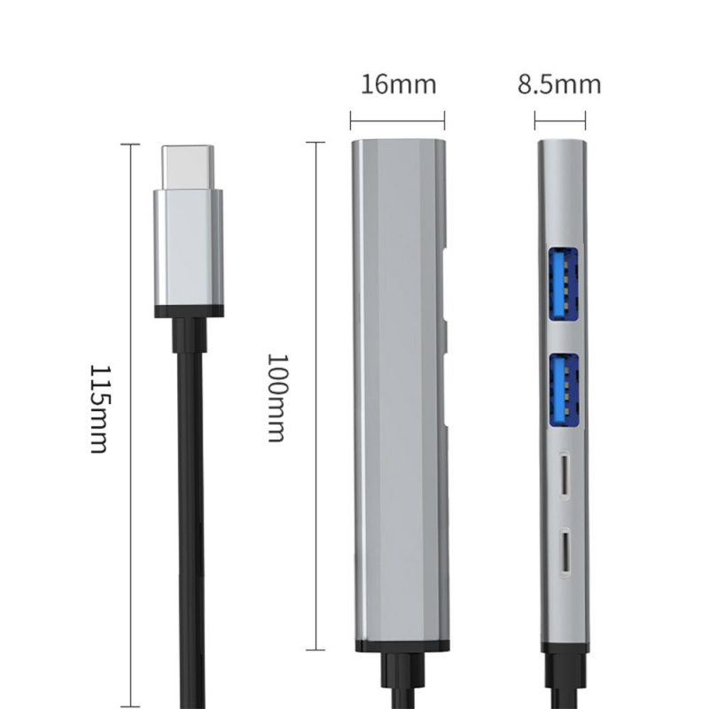 數據傳輸高速 USB C 3.0 HUB PD 快速充電多端口適配器 Type-C 分離器適用於 Macbook Air M1 iPad Pro