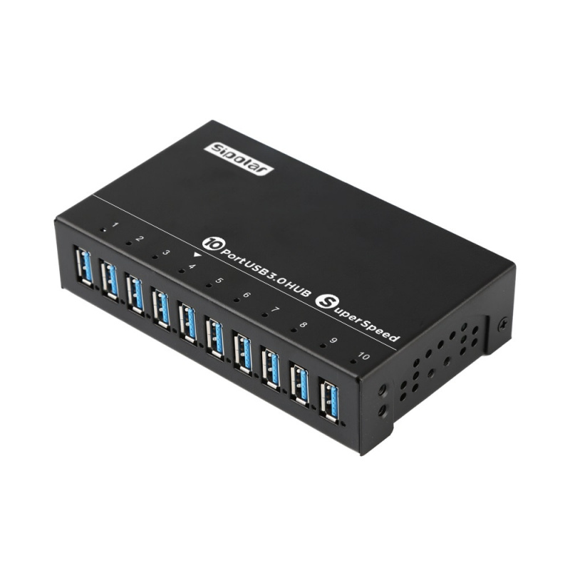 Sipolar A103 10 端口供電工業 USB3.0 集線器高速數據傳輸多快速充電器分配器帶 12V5A 電源適配器