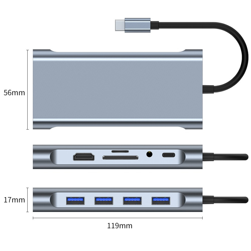 4 5 8 11 合 1 USB C 集線器 3.0 C 型擴展塢分離器多端口適配器 4K HDMI RJ45 SD TF VGA HDMI PD 適用於筆記本電腦 MacBook iPad 小米