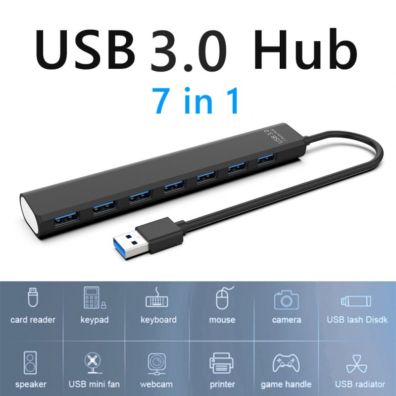 USB 2.0 3.0 集線器適配器多 USB 分配器 7 端口 USB 擴展器適用於 PC 電腦配件集線器 USB 集線器高速分配器