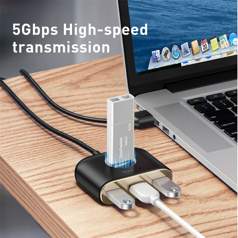 Baseus USB HUB 3.0 2.0 4 Ports External USB A to A HUB High Speed OTG Adapter for Notebook PC U Disk Mouse  Keyboard Card