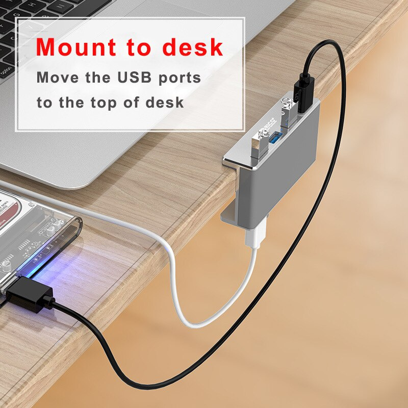 USB3.0 HUB 可安裝到監控台 桌面擴展 4 端口鋁 USB HUB 支持充電 5Gbps 傳輸 USB 插座