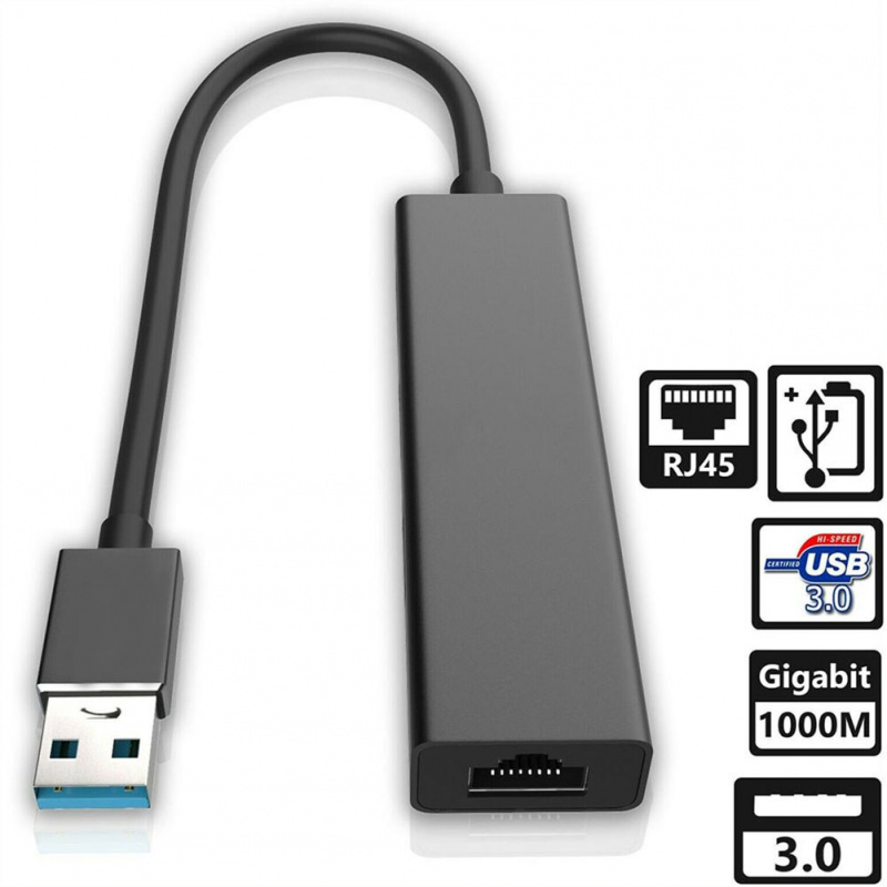 USB 3.0 千兆以太網 LAN RJ45 網絡適配器 3 端口集線器，適用於 Windows Mac