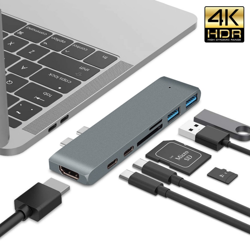 雙 USB C 集線器 Thunderbolt 3 擴展塢，帶 4K HDMI 千兆以太網 Rj45 1000M TF SD 讀卡器 PD 100W 適配器，適用於 MacBook Pro Air M1