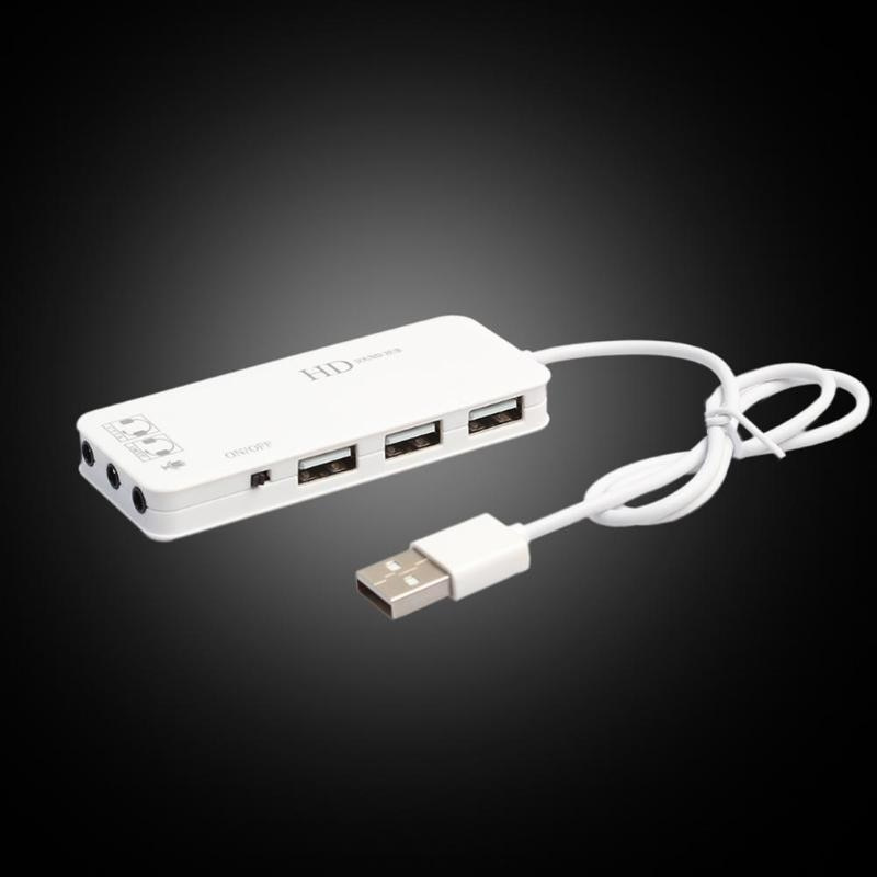 3 端口 USB 集線器，帶外部 7.1 聲道聲卡耳機麥克風適配器 USB 集線器 2.0 適用於 PC 筆記本電腦