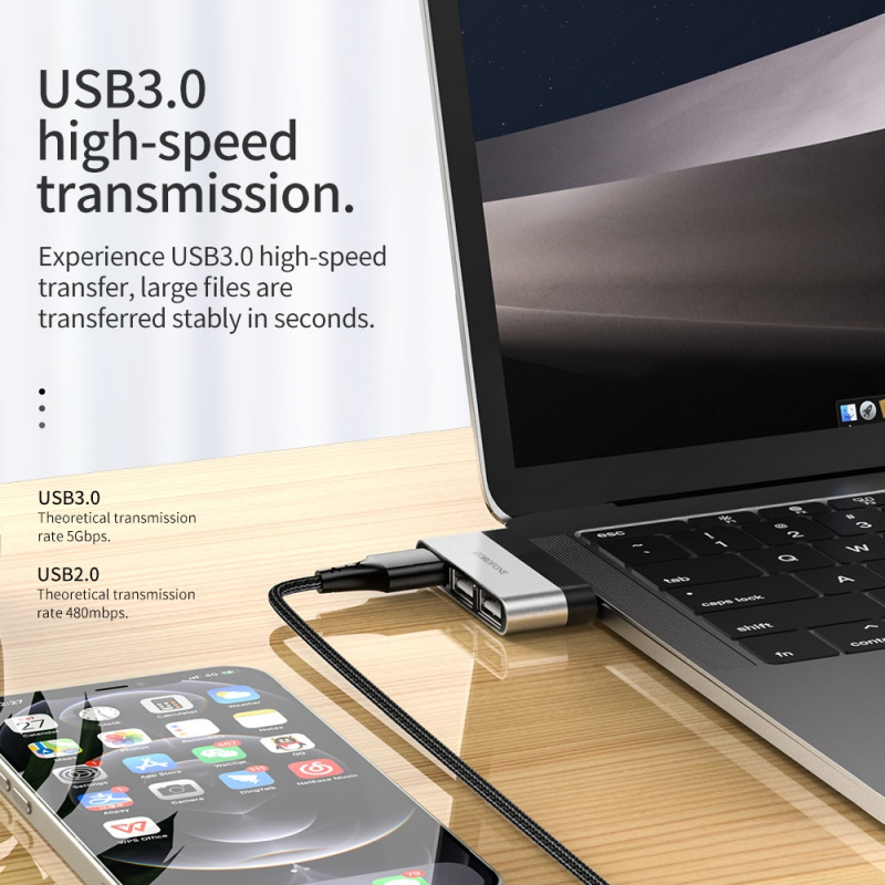 Borofone USB Type C HUB 適配器快速 USB 3.0 到 Type-c 適用於 MacbookPro 13 15 Air Mi Pro 小米華為 OTG 電纜轉換器