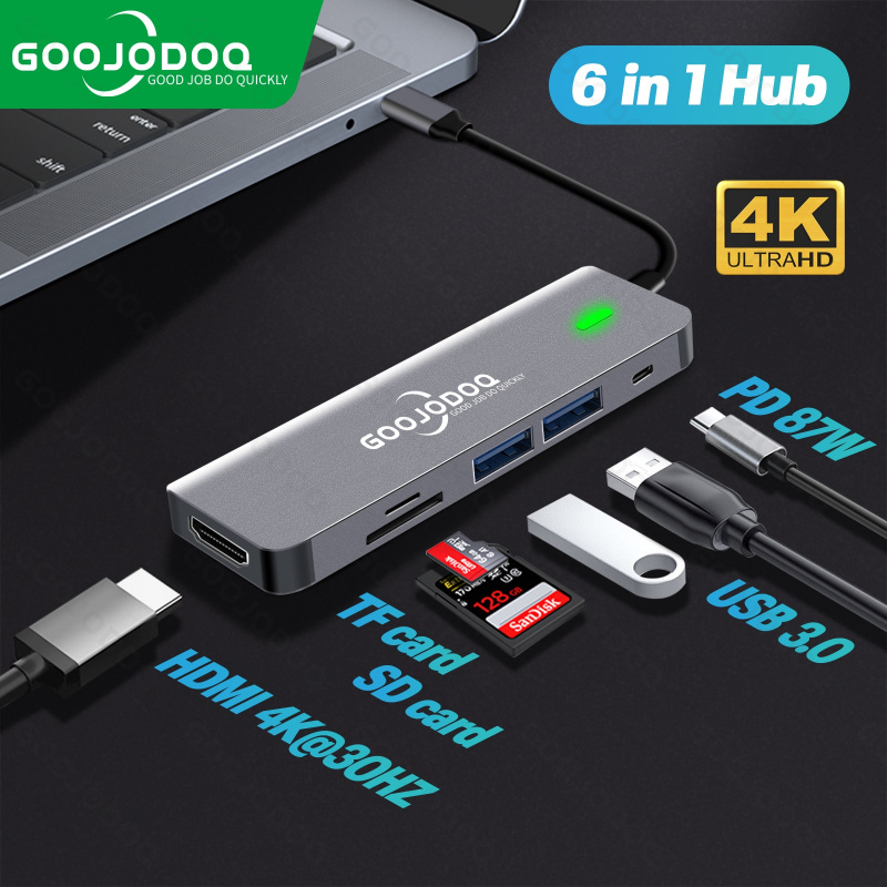 USB HUB C HUB Adapter 6 in 1 USB C to USB 3.0 HDMI-Compatible Dock for MacBook Pro For Nintendo Switch USB-C Type C 3.0 Splitter
