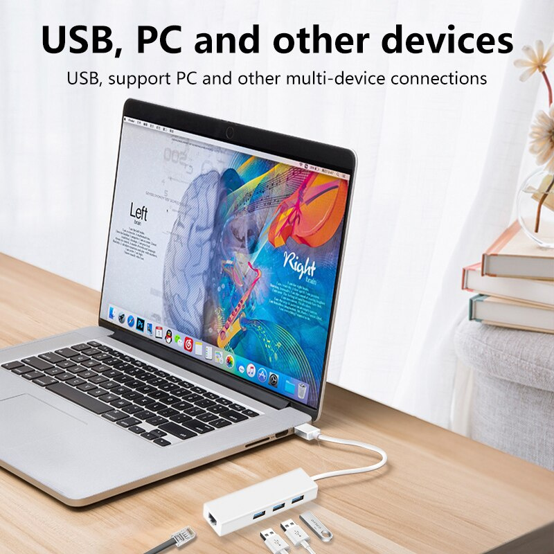 C 型 USB C 以太網 USB 2.0 轉 RJ45 集線器 100Mbps 適配器網卡 USB 局域網適用於聯想華為小米 Macbook Pro Air 手機