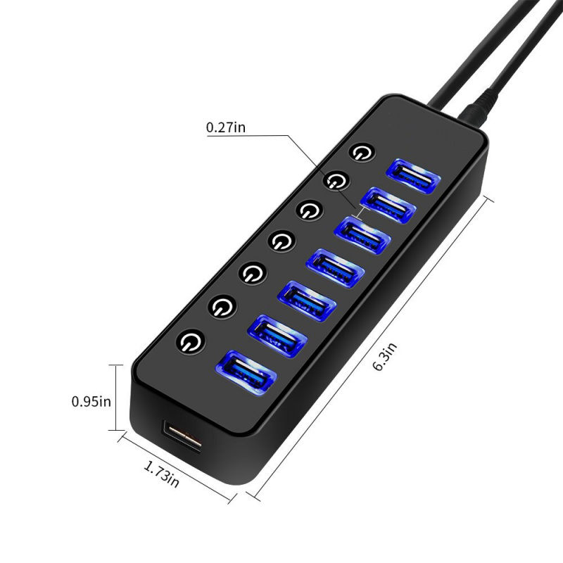 有源 USB 集線器 3.0 分路器電纜 4 7 端口帶一個智能充電接口單獨開 關適用於 MacBook Mac Pro Mini 更多