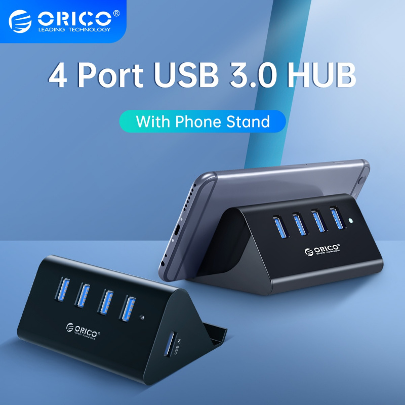 ORICO 5Gbps High Speed Mini 4 ports USB3.0 HUB Splitter for Desktop Laptop with Stand Holder for Phone Ta