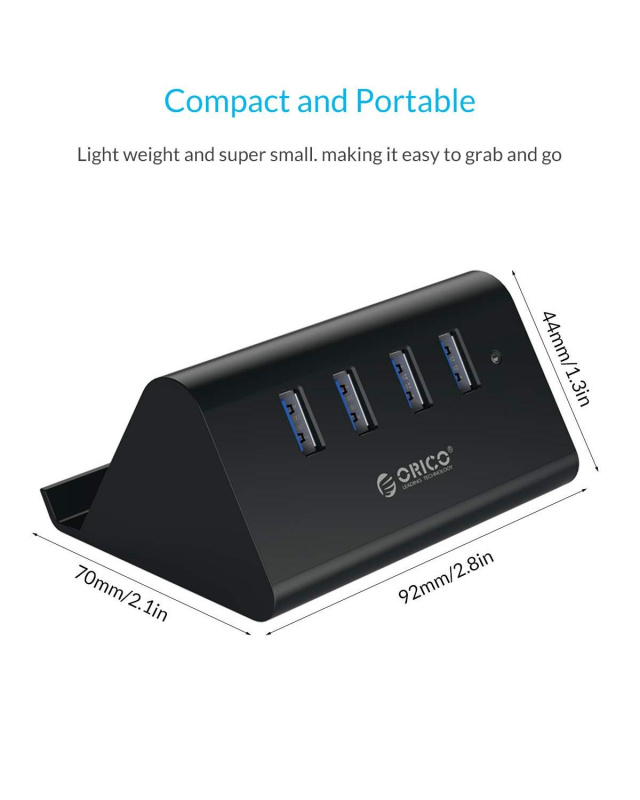 ORICO 5Gbps High Speed Mini 4 ports USB3.0 HUB Splitter for Desktop Laptop with Stand Holder for Phone Ta