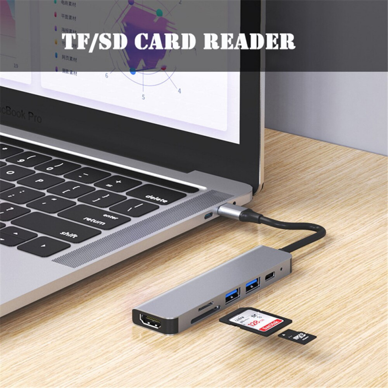6 合 1 USB HUB C HUB USB C Type-c 轉 USB 3.0 HDMI 兼容擴展塢，適用於 MacBook Pro 適用於 Nintendo Switch USB-C Type C 3.0 分配器