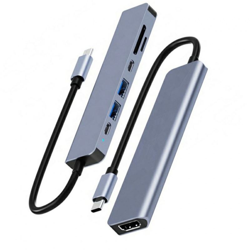 7 合 1 USB C 集線器轉 4K HDMI 兼容 Type C 適配器 OTG Thunderbolt 3 擴展塢，帶 PD TF SD 適用於 Macbook Pro Air iPad XPS Su