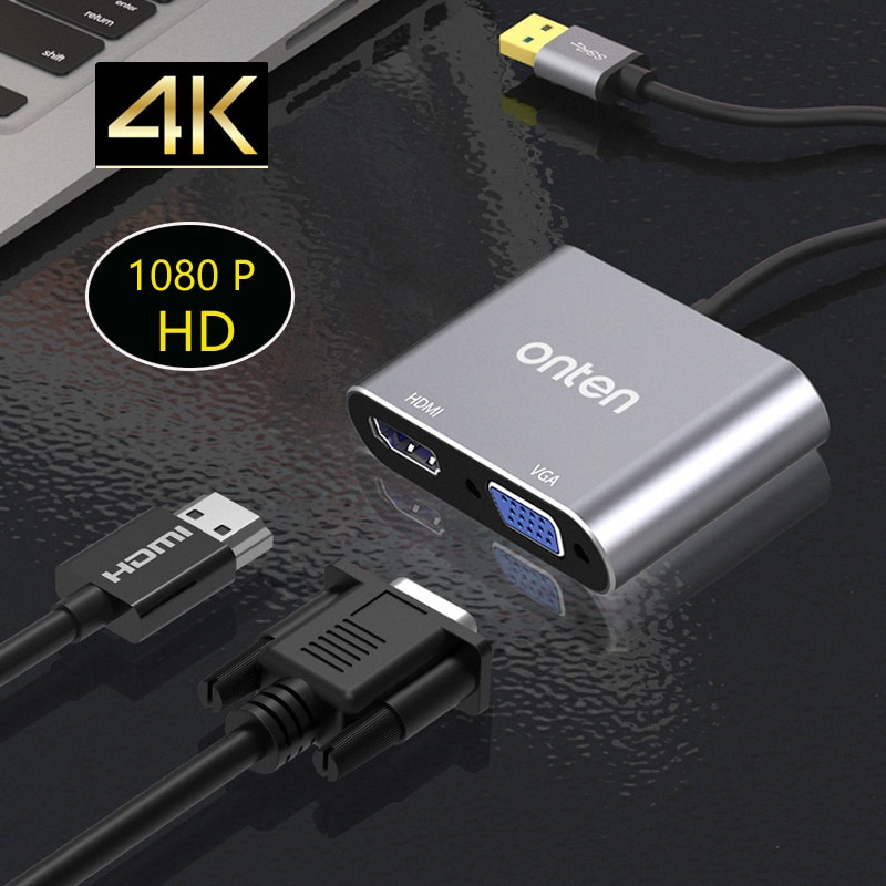 4K 擴展塢多功能擴展塢分離器適配器 USB 轉 VGA HDMI 轉換器共享屏幕 usb 集線器適用於筆記本電腦台式機