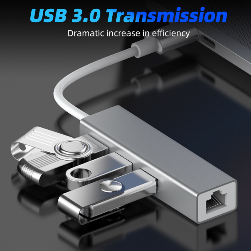 帶 3 端口 USB 集線器 2.0 RJ45 Lan 網卡的 USB 以太網適配器適用於 Mac iOS Android PC USB 2.0 集線器分離器