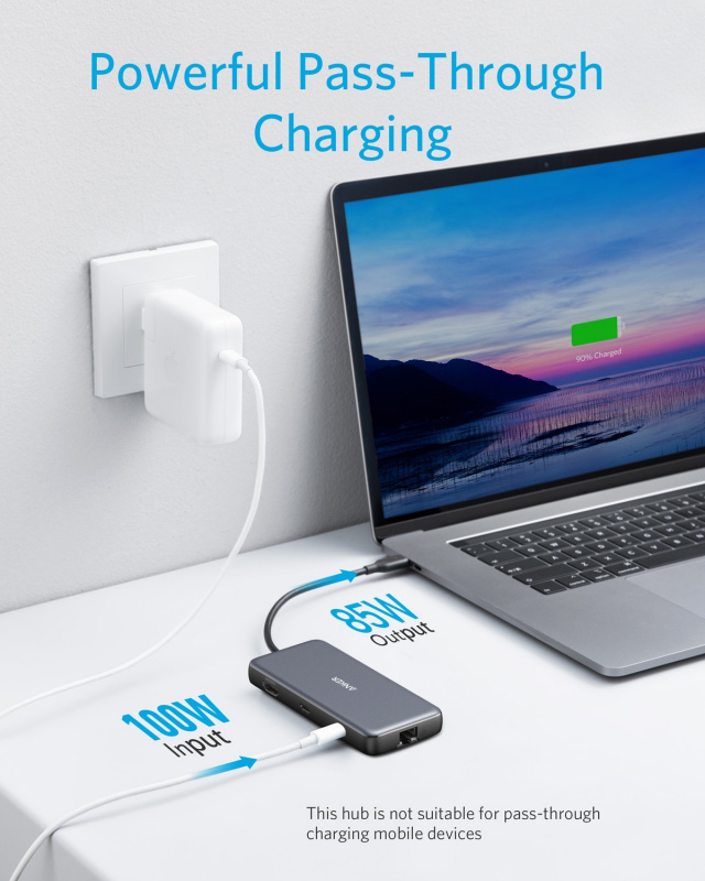Anker usb c hub PowerExpand 8-in-1 type c hub with 100W Power Delivery 4K 60Hz HDMI Port 10Gbps usb hub type c for macbook air