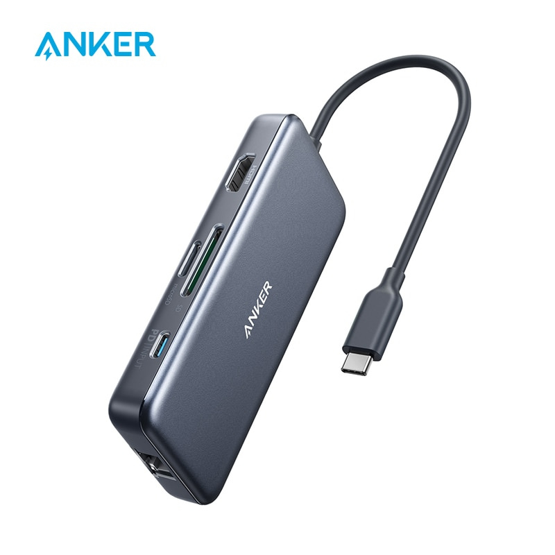 Anker USB C 集線器適配器，PowerExpand+ 7 合 1 USB C 集線器，帶 4K USB C 至 HDMI，60W 供電，1Gbps 以太網