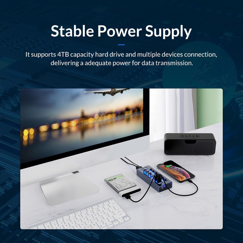 ORICO USB 3.0 HUB With Power Adapter 7 Port Splitter Extender Adapter 電腦配件 QC Quick USB Charger For Mobil