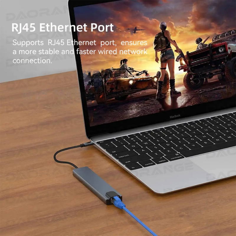 USB C 集線器適用於 MacBook Pro Air 8 合 1 集線器適用於筆記本電腦適配器充電 8 端口塢站 RJ45 HDMI USB 3.0 PD TF SD 卡分配器