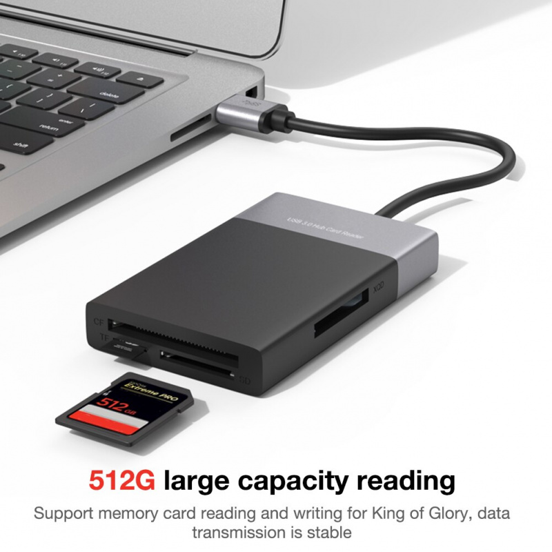 USB 3.0 集線器 XQD CF 適配器 TF SD 讀卡器插槽讀取多合一設備 512G 高速傳輸數據集線器適用於 MacBook Windows Linux