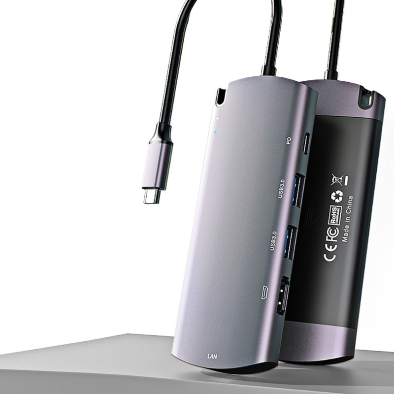 USB C 集線器轉 4K HDMI USB 適配器，帶 M.2 端口 SSD 外殼千兆以太網 LAN RJ45 PD 100W Thunderbolt 3 適用於 Macbook Pro