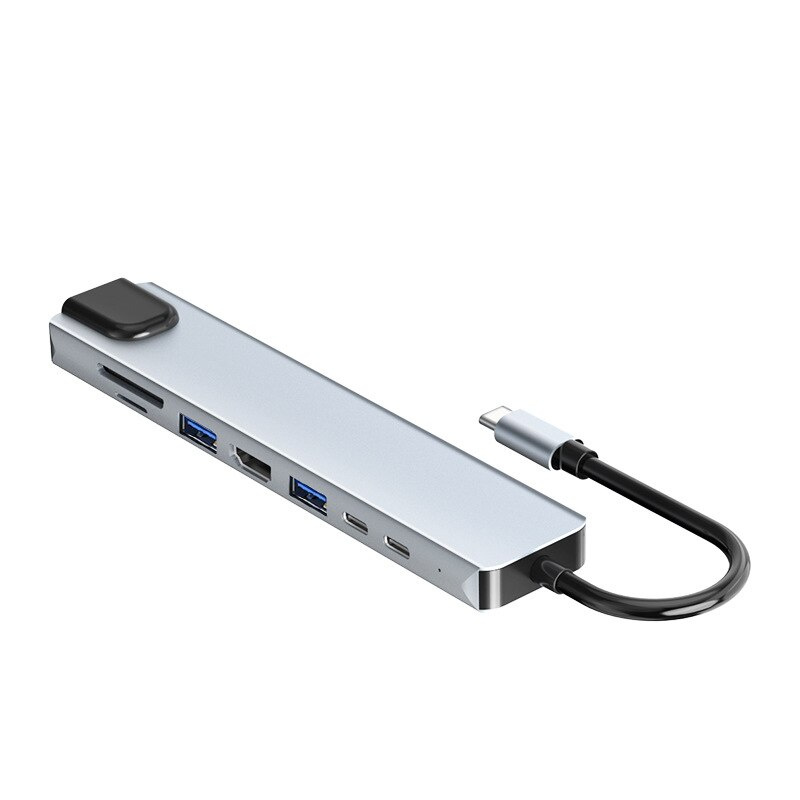 8 合 1 USB C 集線器 Type C 轉 HDMI 4K USB 3.0 2 Type-C 快速充電 RJ45 TF SD 卡適配器適用於 Macbook Pro 筆記本電腦配件