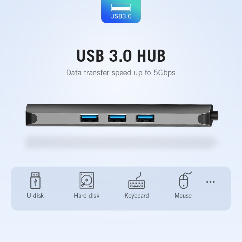 Vention USB-C HUB Type C HUB to USB 3.0 Thunderbolt 3 HDMI 3.5mm Audio RJ45  Adapter for MacBook Pro Samsung Galaxy S9 USB C HU