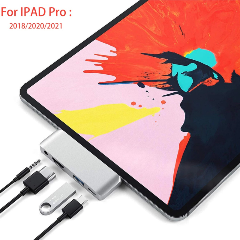 Tablet PC Adapter For iPad Pro 2020 Hub USB-C to HDMI+Audio 3.5+USB 3.0 hub type-c docking station For iPad Pro 2018 Type-C