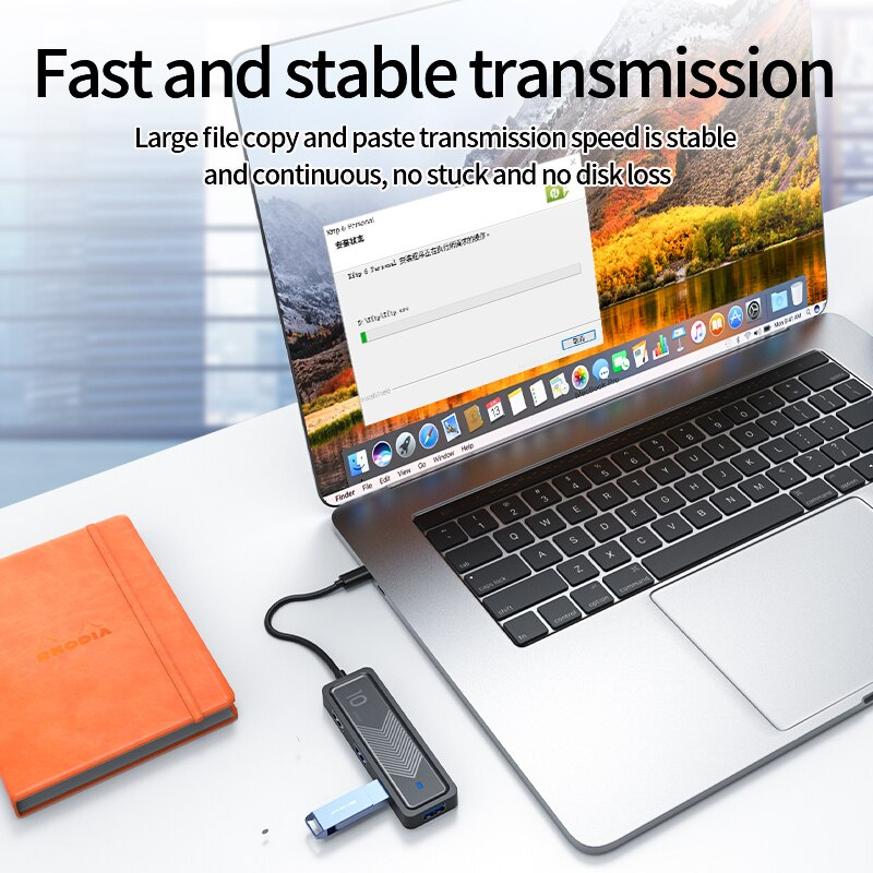 Unnlink USB C HUB 10Gpbs Type-C 轉 USB 3.2 TF SD 擴展塢適配器適用於 Macbook Pro Air SSD HDD 硬盤小米三星