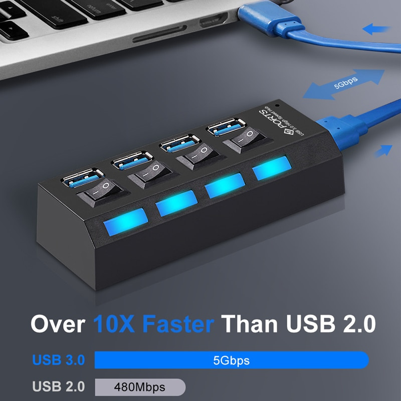 USB HUB USB 3.0 HUB 4 7 Port Multi USB Splitter 3 Hab With Power Adapter For PC Laptop USB-HUB 2.0 USB3.0 Multiple Port 3.0 HUB