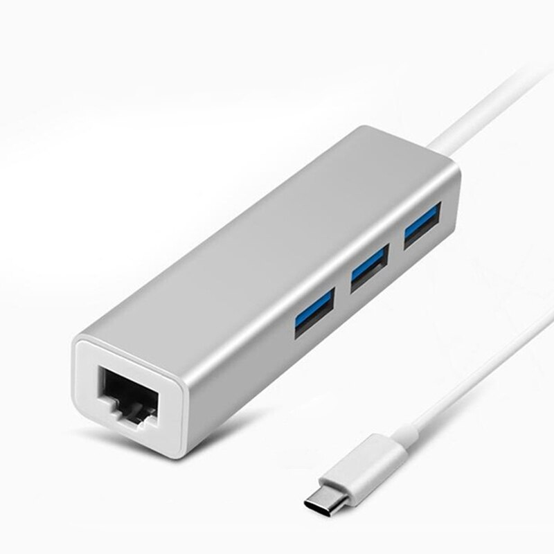 適用於 MacBook Air Pro 的 USB C 3.0 1000Mbps 千兆以太網 RJ45 LAN 端口集線器 Type-C 3.1 擴展器分離器鋁製 USB-C 擴展塢