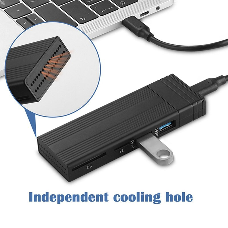 強大的 USB C 集線器 M.2 NVME SATA SSD 接口適配器智能 Type C 轉 HUB 擴展塢讀卡器分離器適用於 MacBook Windows Linux