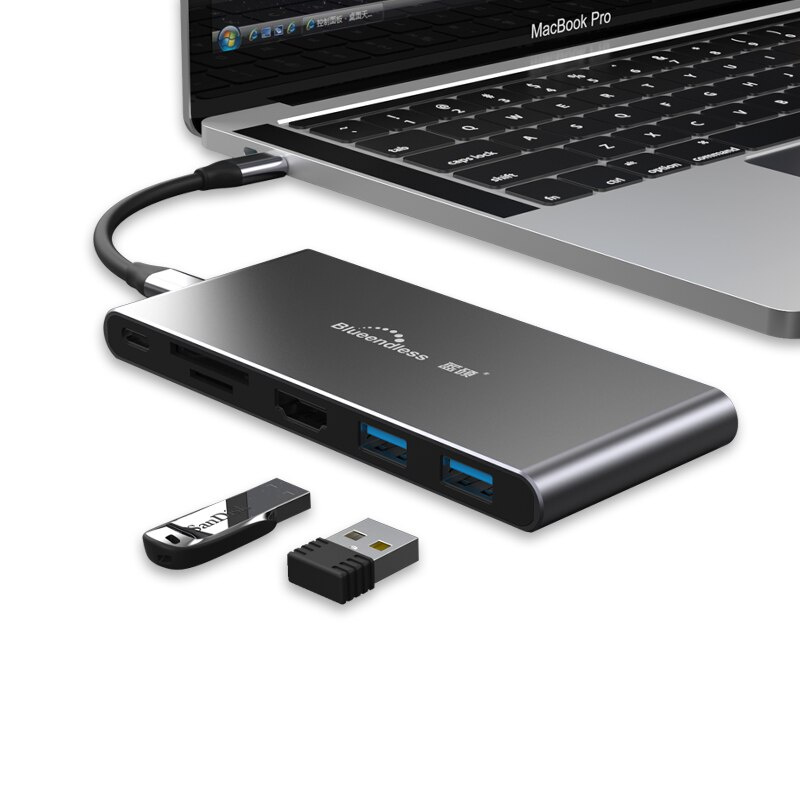 多 USB 3.0 集線器 ype C 3.1 分離器端口 USB C 集線器轉適配器適用於 MacBook Pro 筆記本電腦擴展塢 SSD 外殼外殼 NGFF