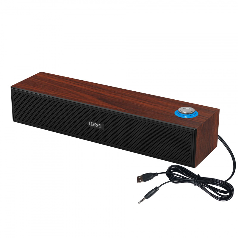便攜木質有線藍牙5.0桌面音箱低音炮條形音箱回音壁高保真音響插卡多媒體音響音樂中心